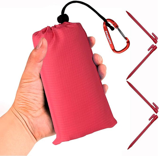 Waterproof Camping Tarp, Ultralight Tent Footprint Backpacking Tarp for Camping, Hiking and Outdoor Activities (Red)