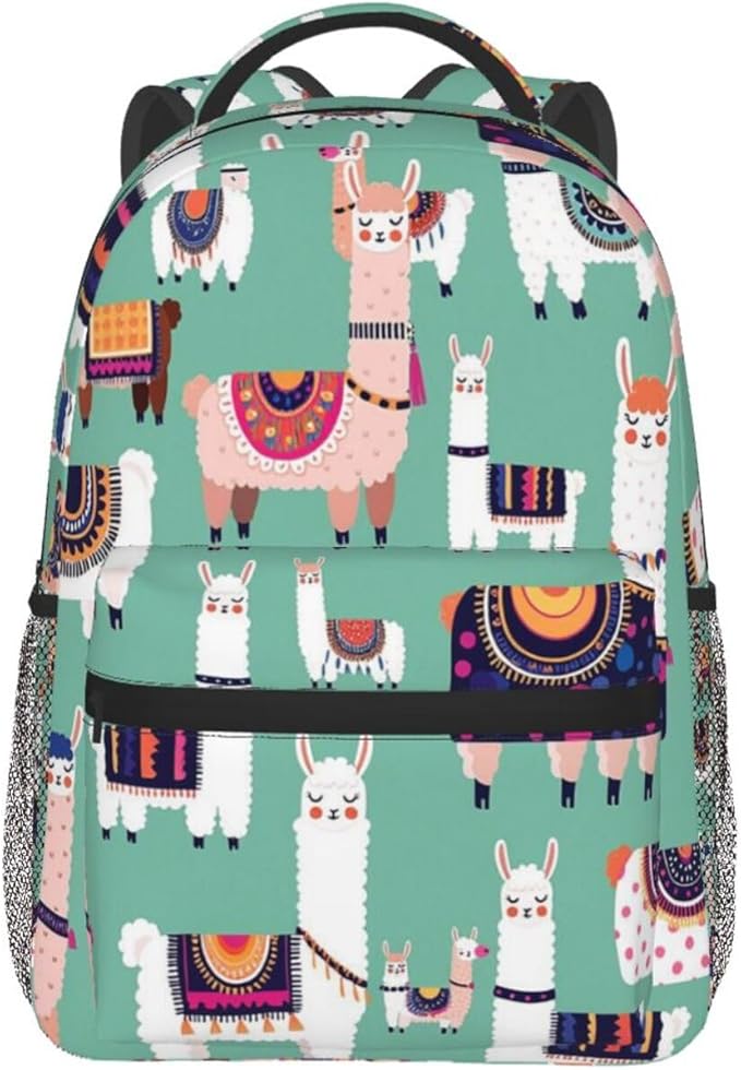 Rucksacks Lightweight Multipurpose Anti-Theft Alpaca Llama Animal Shoulder Bag Big Capacity Traveling Camping Backpack With Side Pockets