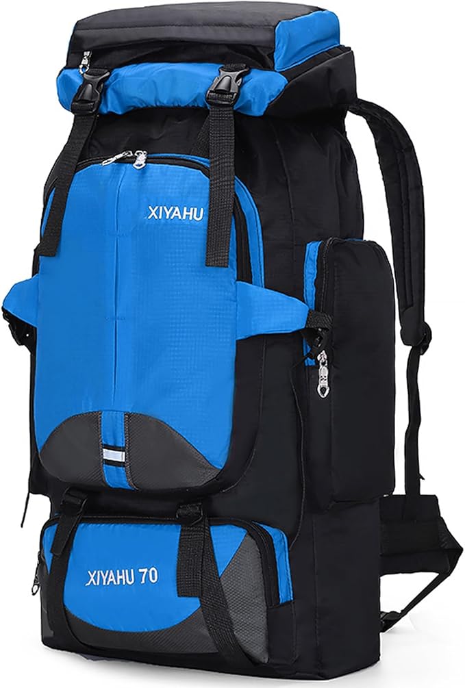 Lawaia 70L Hiking Backpack Rucking Camping Lightweight Backpacking Outdoor Travel Bag Trekking Back Pack Large Capacity Backpacks Climbing Trail Backpack for Men Women- Sky Blue