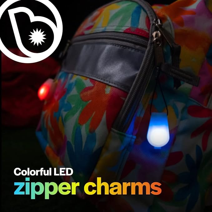 Brightz ZipBrightz LED Zipper Pull Light, 2-Pack - Color Changing Zipper Light - Glow in The Dark Zipper Pulls - Burning Man Lights - Glamping Accessories - LED Zipper Pull Light for Tents, Backpacks