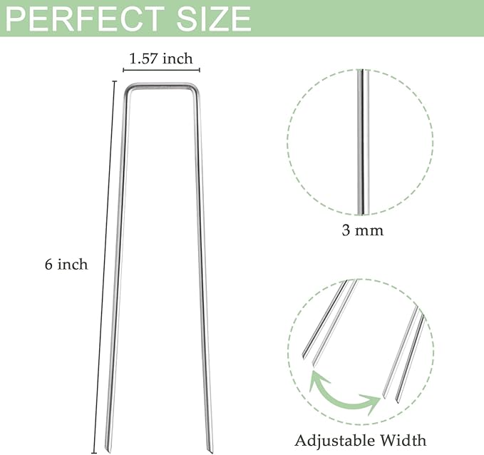 6 Inch Tent Stakes, 25 Pack Galvanized U-Shaped Stakes for Outdoor Use, 11 Gauge Landscape Fabric Staples, Ground Stakes for Secure Tents, Canopies, and Weed Barrier Fabric