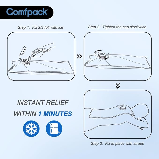 XL Refillable Ice Bag for Injuries, 21.2" x 13" Travel Ice Water Bag Physical Cold Therapy with Straps for Full Back, Hip, Pain Relief for Injuries, Muscle Pain, Swelling, Bruises ﻿