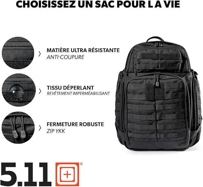 5.11 Tactical Backpack, RUSH 72 2.0 Military Survival Molle Back Pack with Laptop Compartment, Large, 55L, Style 56565ABR