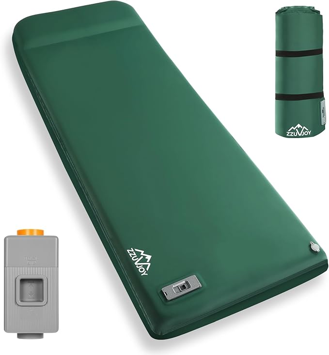 Self Inflating Sleeping Pad with Electric Pump, 3.15" Ultra-Thick Memory Foam Sleeping Mat with Pillow, 4-Season Camping Mattress with Pillow for Tent Car Travel
