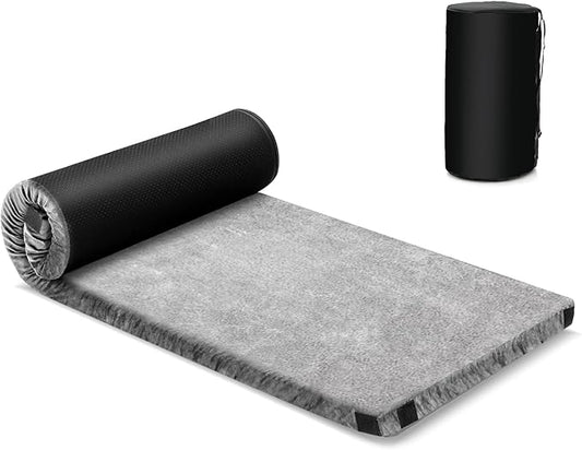 Tangkula Memory Foam Sleeping Pad, Roll Up Floor Mattress with Carry Bag, Non-Slip Bottom, Guest Floor Folding Bed for Sleepover, Portable Camping Mattress for Indoor Outdoor Car Travel Cot Tent