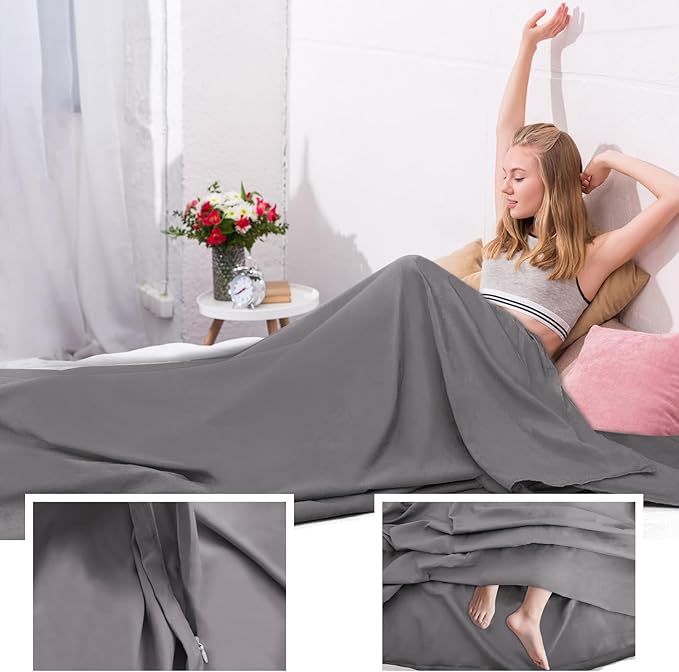 Sleeping Bag Liner,Travel Sheet & Adult Sleep Sack, Camping Sheets Travel Sleep Sack for Backpacking,Hotels & Hostels -Lightweight Single &Double Travel Sheet Camping Sheets