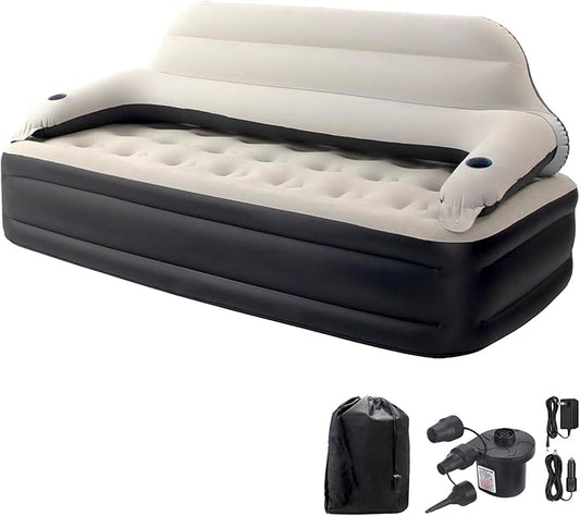 DIMAR GARDEN Twin Size Air Sofa Bed Mattress with Headboard and Pump,Blow Up Couch Inflatable Bed