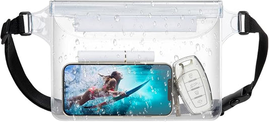 F-color Waterproof Fanny Pack - Cruise Essentials 2026 - Waterproof Pouch with Adjustable Waist Strap, Triple Zipper Roll-Top Dry Bag for Phone, Keep Passport Valuables Dry for Beach Kayaking Boating
