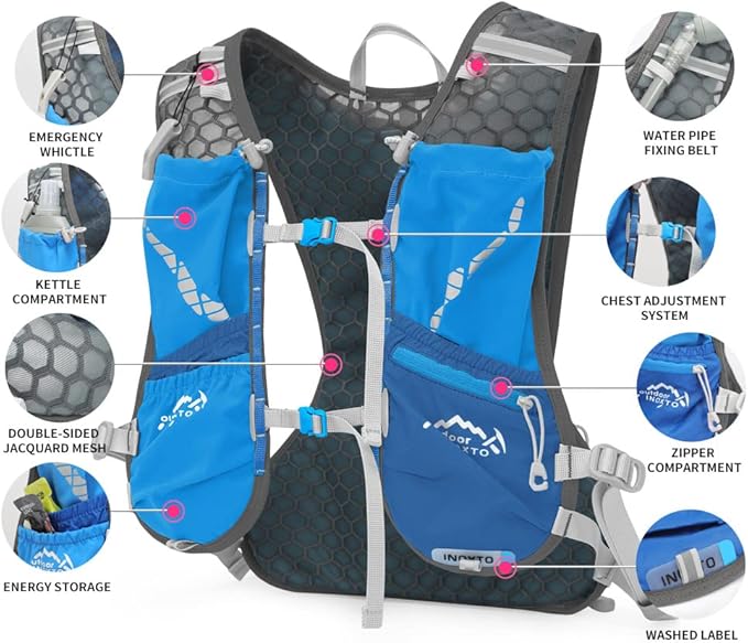 IX INOXTO Running Hydration Vest for Men Women Water Backpack for Running 3L Running Hydration Pack for Trail Running Marathon Race Hiking