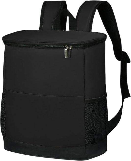 Cooler Backpack Backpack Cooler Large Capacity Cooler Bags Insulated Waterproof ＆ Leakproof Beach Cooler Bag with Side ＆ Front Pocket Cool Bag Rucksack for Camping Beach Hiking Fishing Black