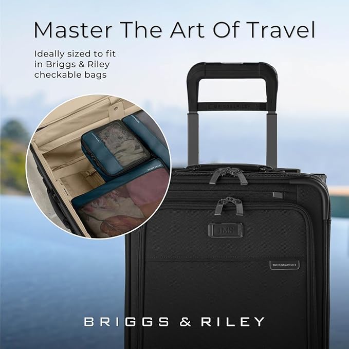 Briggs & Riley Compression Packing Cube Set - Bag Organizer for Check In Suitcase & Luggage, For Women & Men, Pack Accessories for Vacation - Travel Must Haves Collection, 3-Piece, Ocean