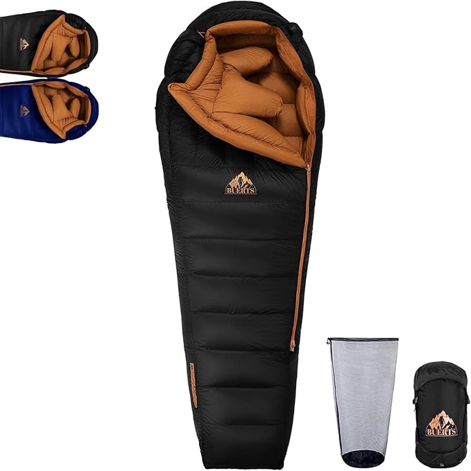 Down Backpacking Sleeping Bag for Cold Weather 32°F to 8°F, XXL Large Ultralight Sleeping Bag Ideal for Adults Camping, Hiking and Backpacking.