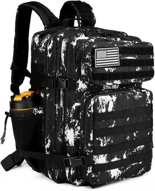 45L Military Tactical Backpacks 3 Days Assault Pack Bag Fitness Rucksack 3 Day Bug Out Bag Hiking Treeking Molle Daypack (Black Lightning)