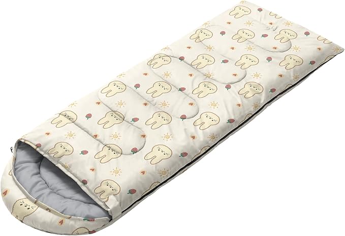 AILONEN Kawaii Puppy Sleeping Bag for Kids Boys Girls,Warm and Cool Weather,Lightweight,Waterproof Backpacking,Cartoon Cute Dog & Duck Animal Themed Blue Sleeping Bag for Camping