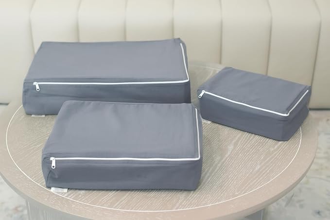 Packing Cubes Bag Pure Canvas Travel Organizers (18"x12"x4") with Durable YKK Zippers for Clothes, Shoes & Luggage Storage (Set of 3 LARGE, Black)