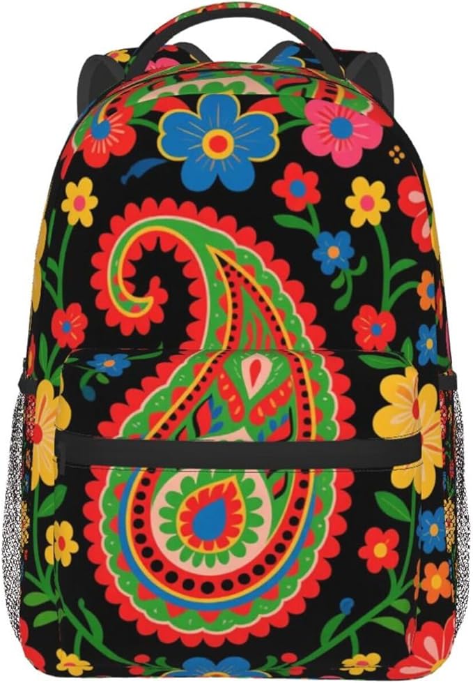 Men Women Lightweight Abstract Paisley Texture Pattern Backpack Large Capacity Carry On Bag With Padded Straps for Sports Work Walking Cycling