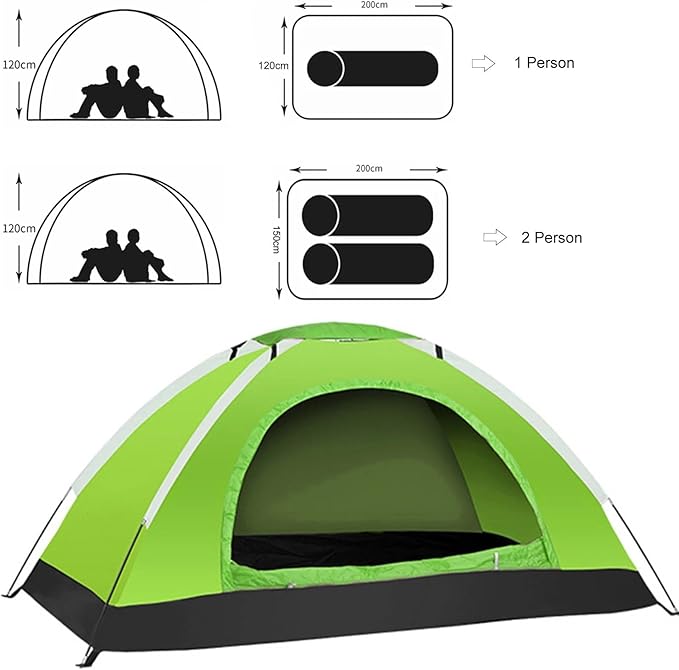 1-2 Person Ultralight Single-Layer Camping Tent – Anti-UV Portable Tent for Hiking, Backpacking & Fishing Trips