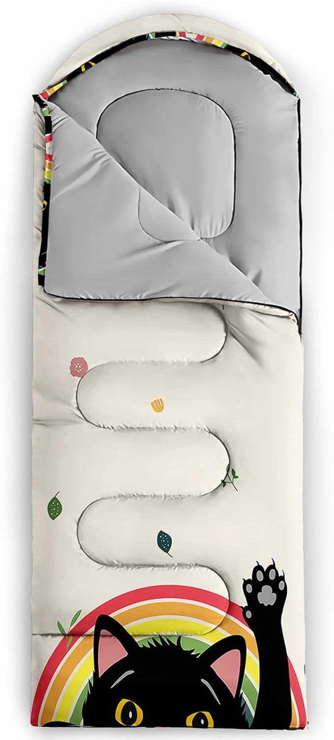 AILONEN Boys Sleeping Bag for Camping,Nautical Anchor,Lightweight & Waterproof,3 Season Warm & Cool Weather,Navy Blue Sleeping Bags for Kids Men Travelling,Outdoors