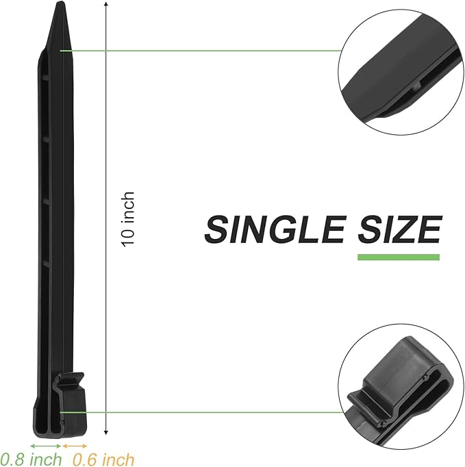 50 Pack Inflatables Stakes 10 inch Heavy Duty Black Plastic Stakes Tent Stakes Anchoring Spikes for Edging Terrace Board and Christmas Inflatables Garden Decorations Nails
