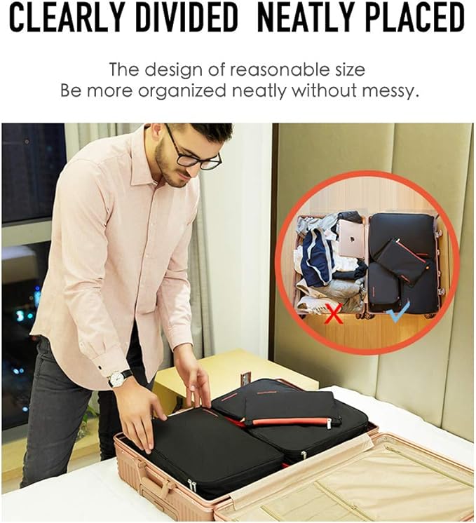 Bee Nesting Compression Packing Cube 2-Layer Travel Luggage Organizer with Wet Dry Separation Expandable Space Saver Bag for Suitcase and Backpack