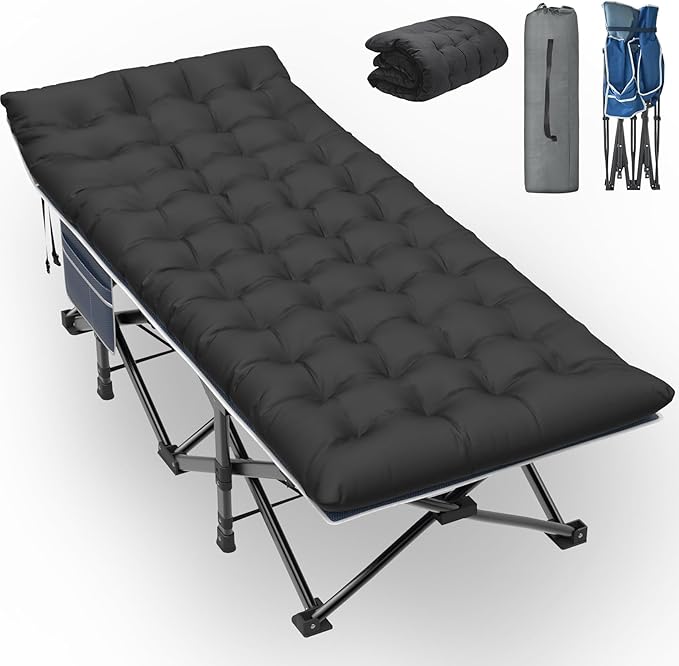Slendor XXL Camping Cot, Oversized Cot for Adults, 79" L x 32" W x 19" H Sleeping Bed with Mattress, Carry Bag, Folding Camping Cot Bed for Travel, Guest, Support 900lbs