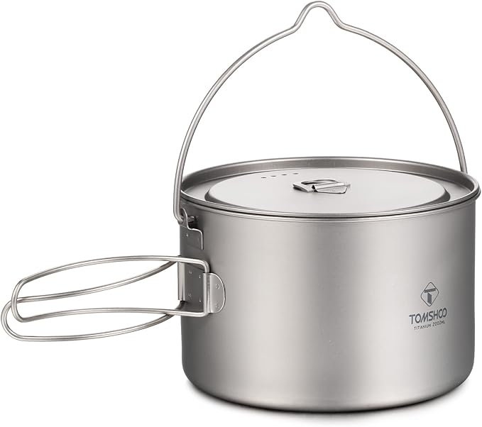 Titanium Cup, Titanium Pot 750ml/900ml/1100ml/1600ml/2000ml/2800ml Ultralight Hanging Pot with Lid and Foldable Handle Outdoor Camping Backpacking Cooking Picnic