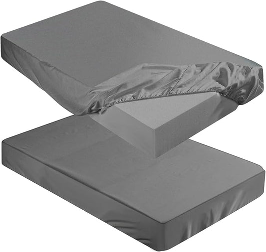 Breling Fitted Sheet (Sheet Only) Compatible with Milliard Trifold Mattress Folding Mattress Fitted Microfiber Bedclothes for Camp Bunk Rvs Bed(Dark Gray,2 Pcs,Full,4'')