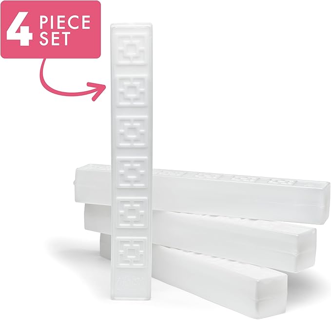 Cool Coolers XL Fashion Icicles by Fit + Fresh, 4pk Ice Pack Sticks for Coolers, Freezer Packs for Lunchboxes, Pearl White
