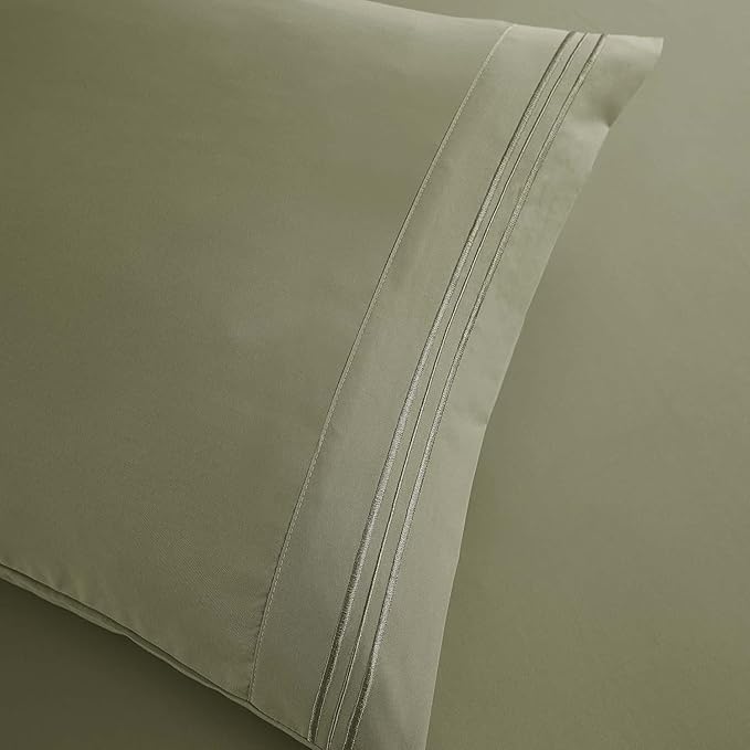 Clara Clark King Sheets, 6 Piece Set - Hotel Luxury Sheets for King Size Bed, Super Soft Bedding Set, King Size, Sage Green