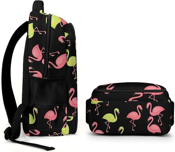 Nurse Teacher Travel Backpack Pink And Turquoise Flamingo Purse, Cute Laptop Backpack with Tumbler Holder for Women College Work Casual Daypack