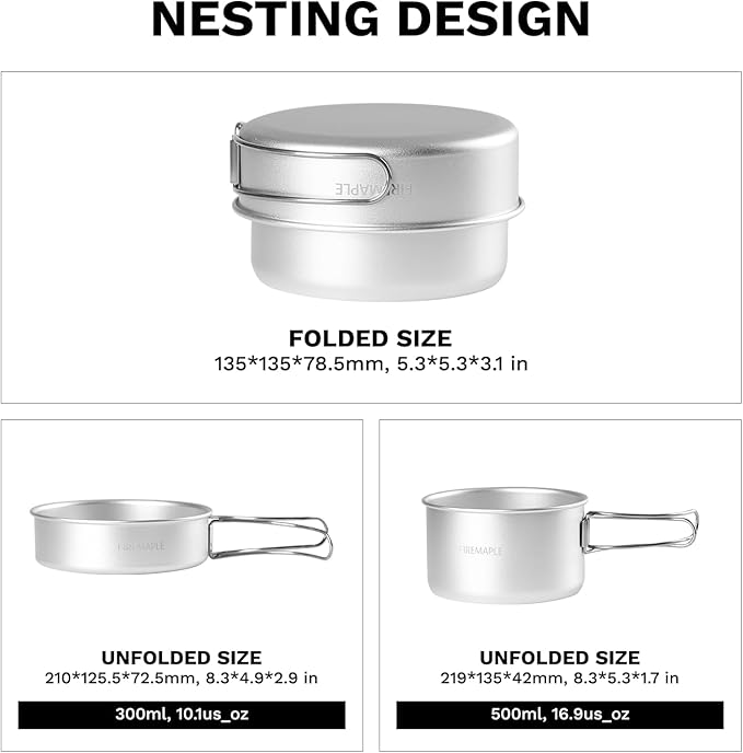 Fire-Maple Frost MINI Ultralight Camping Cookware Set – Compact Aluminum Pot and Frypan for Backpacking and Hiking – Lightweight Nesting Design, Gas Canister Compatible