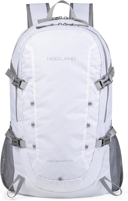 NODLAND Lightweight Backpack, Travel 40L Foldable Water-Resistant Daypack, Hiking Outdoor Camping Rucksack for Men Women