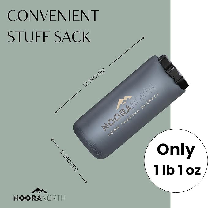 Down Camping Blanket with Footbox – Lightweight, Packable, Water Resistant Backpacking Quilt & Warm Puffy Compact Outdoor Throw – 52x77 with Stuff Sack for Stadium, Hiking & Travel