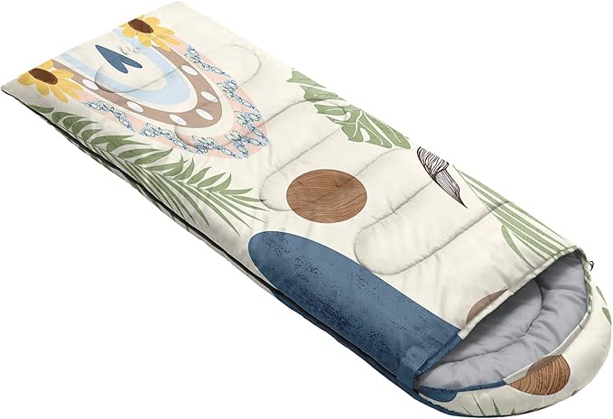 AILONEN Boys Sleeping Bag for Camping,Nautical Anchor,Lightweight & Waterproof,3 Season Warm & Cool Weather,Navy Blue Sleeping Bags for Kids Men Travelling,Outdoors