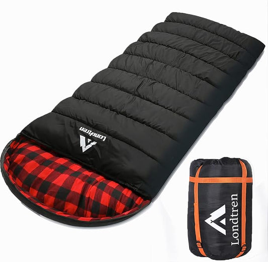Large 0 Degree Sleeping Bags for Adults Cold Weather Sleeping Bag Camping Winter Below Zero 20 15 Flannel Big and Tall XXL