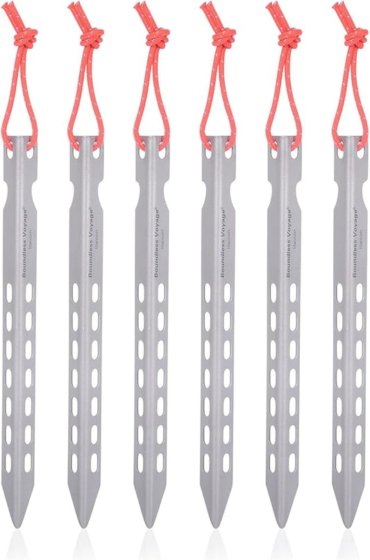 iBasingo 6pieces/Lot Ultralight Titanium Tent Pegs Outdoor Camping Tent Stakes for Sand Heavy Duty Portable Tent Nail for Garden Picnic A-Ti4008P