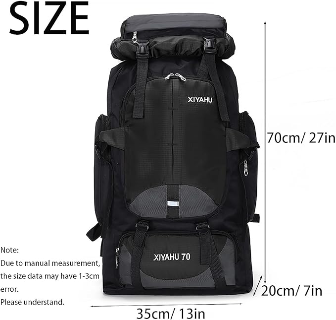 Lawaia 70L Hiking Backpack Rucking Camping Lightweight Backpacking Outdoor Travel Bag Trekking Back Pack Large Capacity Backpacks Climbing Trail Backpack for Men Women- Sky Blue