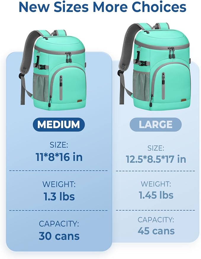 Cooler Backpack Insulated Waterproof,30/45 Cans Backpack Coolers Leakproof Lunch Backpack for Men Women Portable Soft Cooler Bag for Beach Camping Trave Picnic