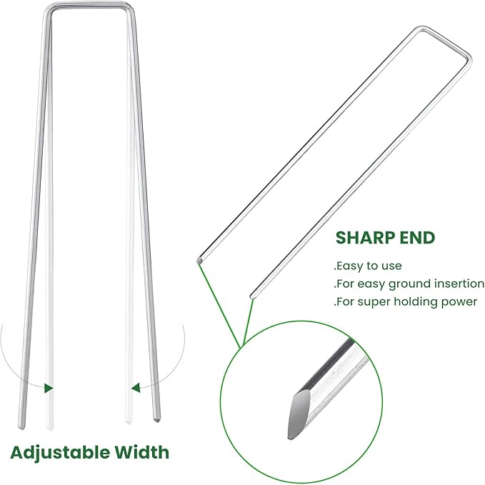 6 Inches Landscape Staples, Garden Stakes Securing Pegs for Securing Weed Fabric Landscape Fabric Netting Ground Sheets and Fleece, Heavy Duty Metal Tent Stakes, Halloween Decorations (20, Silver)