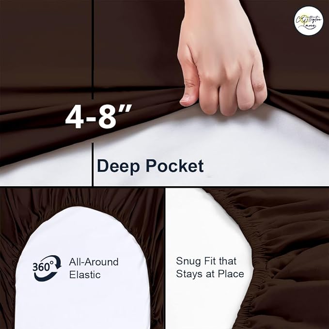 Cot Fitted Sheet 28 x 75, 100% Egyptian Cotton, 1 PC Cot Size Bottom Sheet Only, Perfect for Narrow Twin, Camp Bunk, Army Cots, Trifold Mattress, Camping Cot, Guest Bed Replacement(Chocolate)