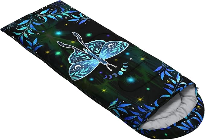 AILONEN Kawaii Puppy Sleeping Bag for Kids Boys Girls,Warm and Cool Weather,Lightweight,Waterproof Backpacking,Cartoon Cute Dog & Duck Animal Themed Blue Sleeping Bag for Camping