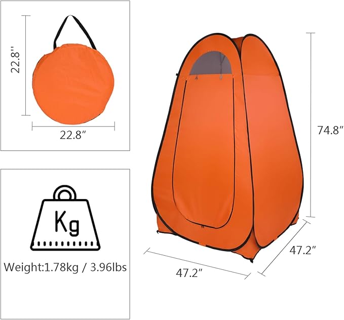 Pop Up Shower Changing Room Privacy Tent, Instant Portable Outdoor Shower Tent, Camp Toilet, Rain Shelter for Camping & Beach Lightweight & Sturdy, Easy Set Up, Foldable,with Carry Bag