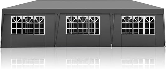 Outvita 10x30ft Ez Pop Up Canopy, Portable Instant Canopy Tent with 8 SideWalls for Outdoor Events, Party, Wedding, Birthday,Graduation(Dark Gray, 10x30ft)