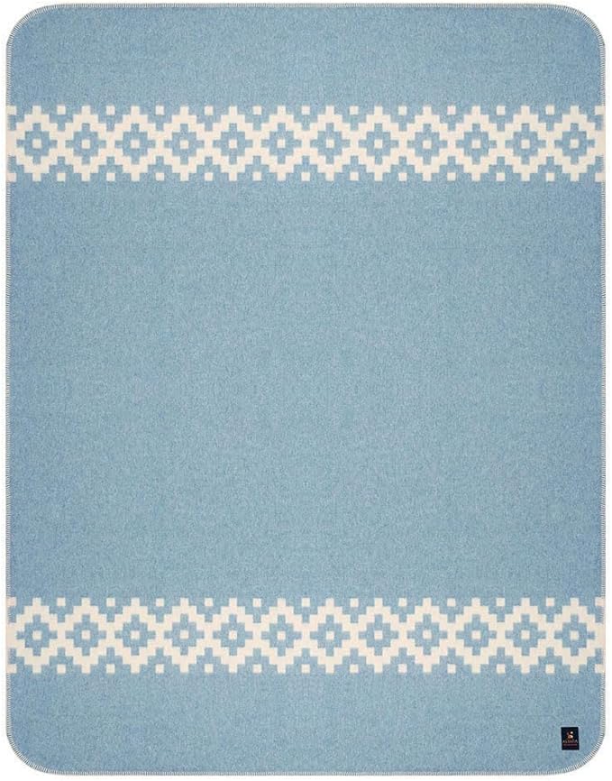 Thick Alpaca Wool Blanket Heavyweight Camping Outdoors Indoors Soft Peru Twin Size Ethnic Design (Soft Blue/Ivory, Twin Size)