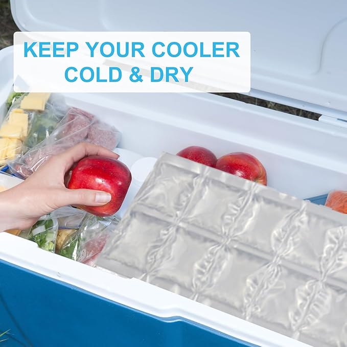 2-Pack Flexible Ice Sheets-4.9x13.4 for Any Lunch Boxes & Bags & Coolers - Reusable Freezer Packs Stay Foldable When Frozen, No Leak Gel Wrap to Keep Food/Drinks Cold for Hours for Work, BBQ, Camping