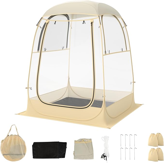 Goplus Sports Tent, Instant Pop up Weatherproof Shelter, Portable & Foldable Outdoor Clear View Bubble Tent w/Carrying Bag, Floor Mat, Watch Sports Events Camping
