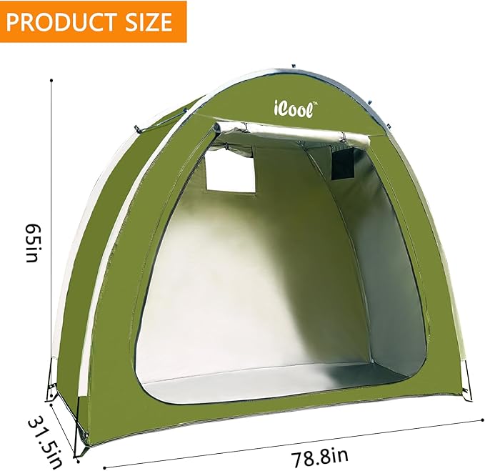 Outdoor Bike Covers Storage Shed Tent, 210D Oxford Thick Waterproof Fabric, Aluminum Alloy Bracket, Neat Tent for 2 Bicycles or Tricycles