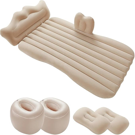 Ergocar Inflatable Mattress Camping Thickened Portable Travel Camping Flocking Bed Double-Layer Inflatable Valve Suitable for Suvs, Rear Seats, Automobiles