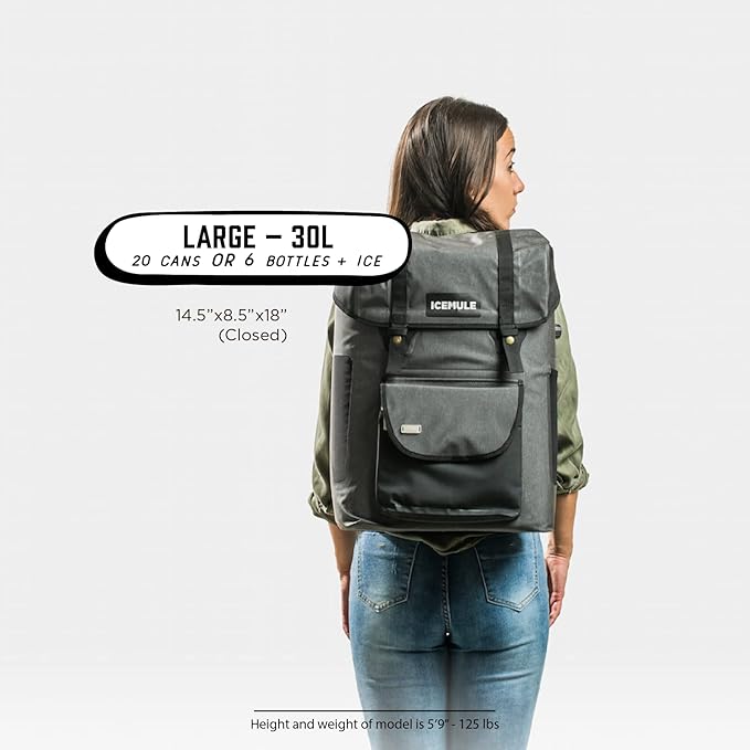 ICEMULE Urbano Backpack Cooler – Padded Straps, 100% Waterproof, 24+ Hours Cooling, Soft Sided Cooler for Hiking, Camping & Picnics, 30 Liter, Fits 20 Cans + Ice, Snow Grey