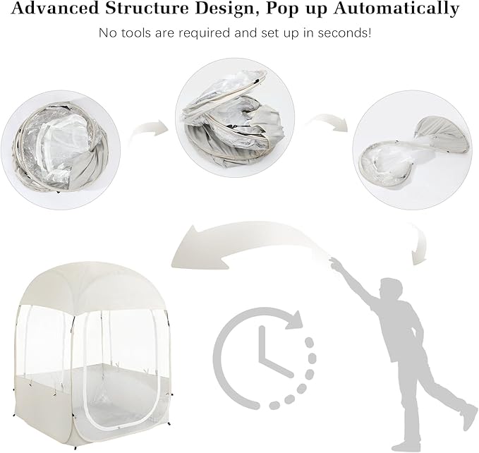 Sports Tent, Portable & Foldable Pop Up Tents Shelter with Carry Bag, Instant Weather Proof Clear View Bubble Tent for Fishing, Camping, Watching Sports Events